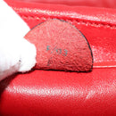 CELINE Chain Shoulder Bag Leather Red Gold Auth 114588-12