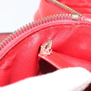 CELINE Chain Shoulder Bag Leather Red Gold Auth 114588-12