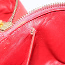 CELINE Chain Shoulder Bag Leather Red Gold Auth 114588-22
