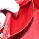 CELINE Chain Shoulder Bag Leather Red Gold Auth 114588-23