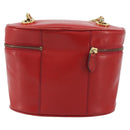 CELINE Chain Shoulder Bag Leather Red Gold Auth 114588-2