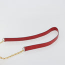 CELINE Chain Shoulder Bag Leather Red Gold Auth 114588-14