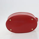 CELINE Chain Shoulder Bag Leather Red Gold Auth 114588-5