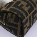 FENDI Zucca Canvas Pouch Brown Black Auth 114599V-15