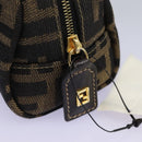 FENDI Zucca Canvas Pouch Brown Black Auth 114599V-8