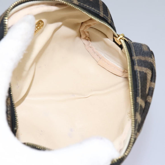 FENDI Zucca Canvas Pouch Brown Black Auth 114599V