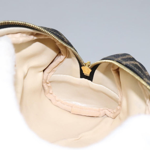 FENDI Zucca Canvas Pouch Brown Black Auth 114599V