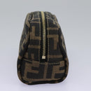 FENDI Zucca Canvas Pouch Brown Black Auth 114599V-3