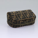 FENDI Zucca Canvas Pouch Brown Black Auth 114599V-5