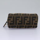 FENDI Zucca Canvas Pouch Brown Black Auth 114599V-6