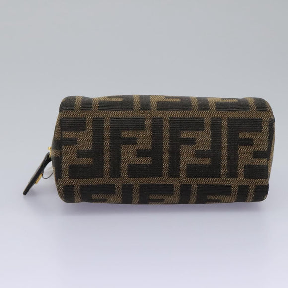 FENDI Zucca Canvas Pouch Brown Black Auth 114599V