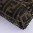 FENDI Zucca Canvas Pouch Brown Black Auth 114599V-14