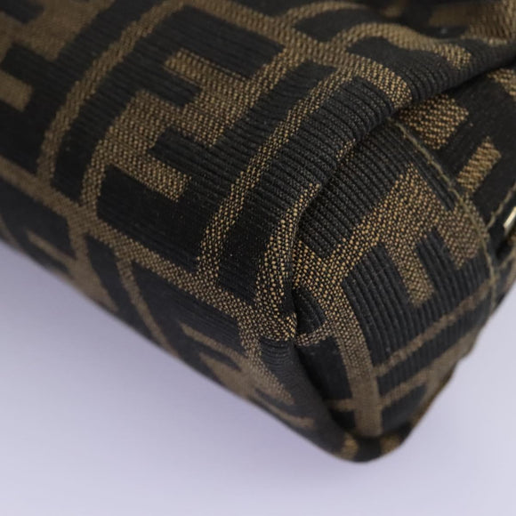 FENDI Zucca Canvas Pouch Brown Black Auth 114599V