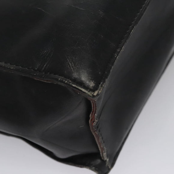CELINE Hand Bag Leather Black Auth 114646