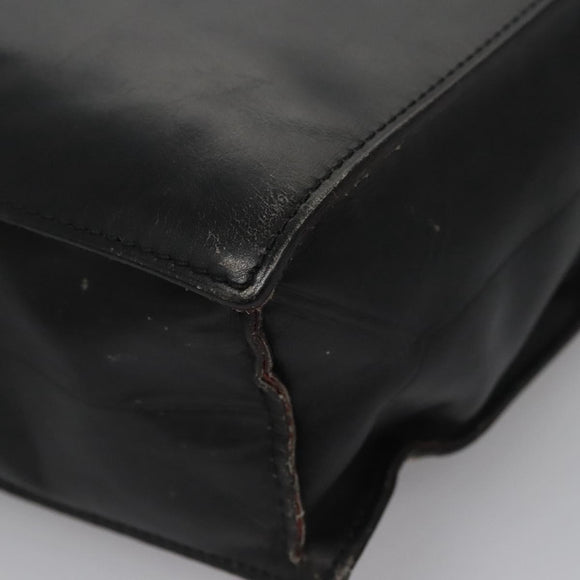 CELINE Hand Bag Leather Black Auth 114646