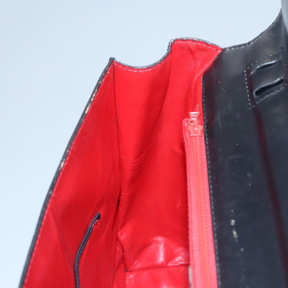 CELINE Hand Bag Leather Black Auth 114646