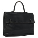 CELINE Hand Bag Leather Black Auth 114646-1