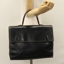 CELINE Hand Bag Leather Black Auth 114646-24
