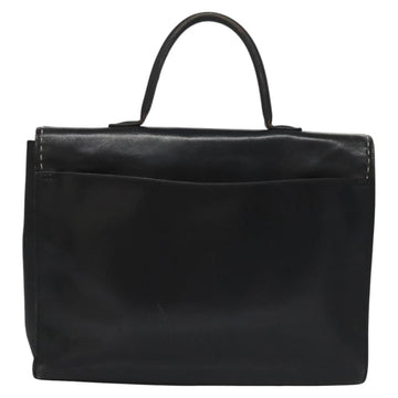 CELINE Hand Bag Leather Black Auth 114646 - 0