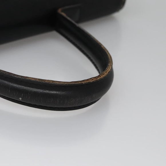 CELINE Hand Bag Leather Black Auth 114646