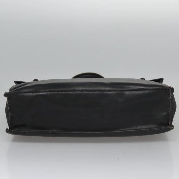 CELINE Hand Bag Leather Black Auth 114646