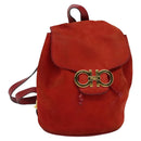 Salvatore Ferragamo Backpack Suede Red Auth 114655-1