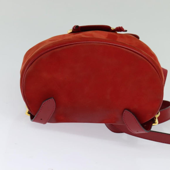 Salvatore Ferragamo Backpack Suede Red Auth 114655