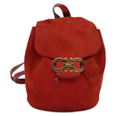 Salvatore Ferragamo Backpack Suede Red Auth 114655-2