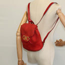 Salvatore Ferragamo Backpack Suede Red Auth 114655-23