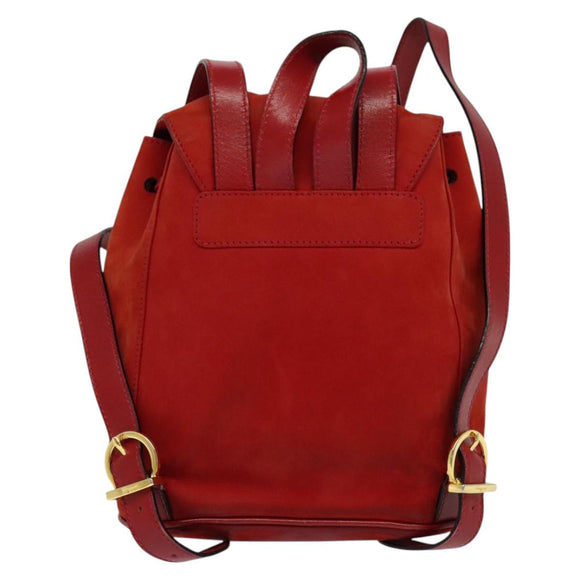 Salvatore Ferragamo Backpack Suede Red Auth 114655