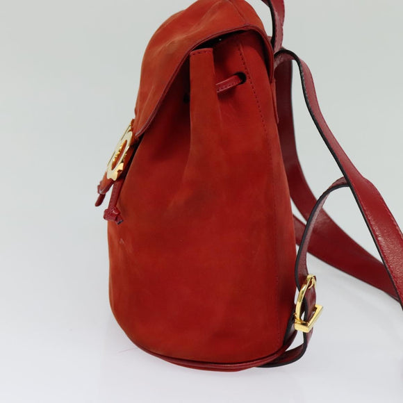 Salvatore Ferragamo Backpack Suede Red Auth 114655