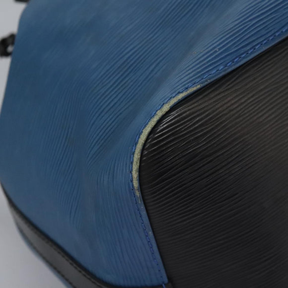 LOUIS VUITTON Epi Petit Noe Shoulder Bag Bicolor Black Blue M44152 Auth 114681