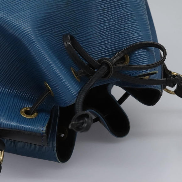 LOUIS VUITTON Epi Petit Noe Shoulder Bag Bicolor Black Blue M44152 Auth 114681