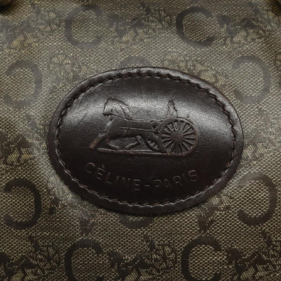 CELINE C Sulky Hand Bag PVC Dark Brown Gold Auth 114689