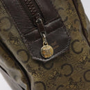 CELINE C Sulky Hand Bag PVC Dark Brown Gold Auth 114689-10