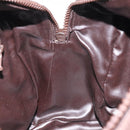 CELINE C Sulky Hand Bag PVC Dark Brown Gold Auth 114689-18