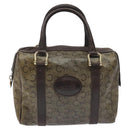 CELINE C Sulky Hand Bag PVC Dark Brown Gold Auth 114689-13
