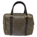 CELINE C Sulky Hand Bag PVC Dark Brown Gold Auth 114689-3