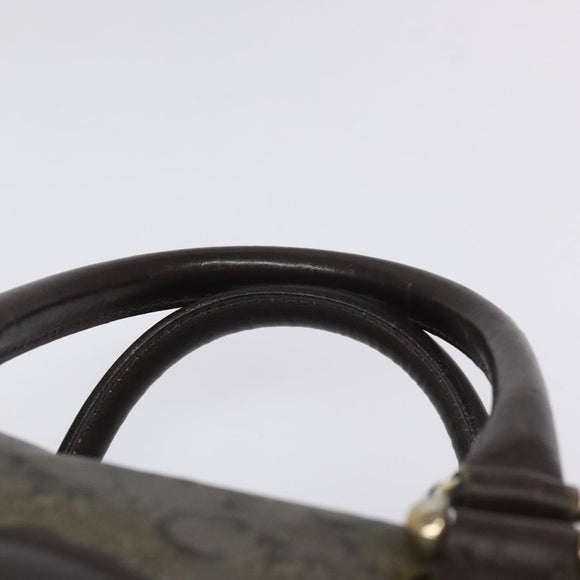 CELINE C Sulky Hand Bag PVC Dark Brown Gold Auth 114689