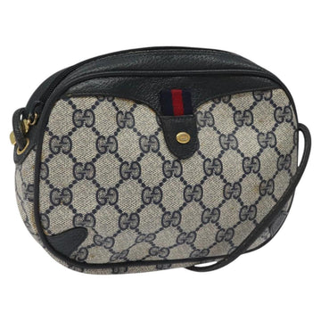 GUCCI GG Supreme Sherry Line Shoulder Bag PVC Navy Red 89 02 066 Auth 114713