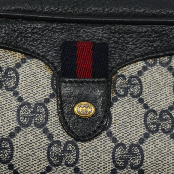 GUCCI GG Supreme Sherry Line Shoulder Bag PVC Navy Red 89 02 066 Auth 114713