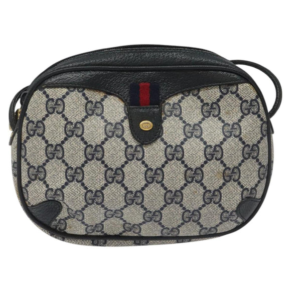 GUCCI GG Supreme Sherry Line Shoulder Bag PVC Navy Red 89 02 066 Auth 114713