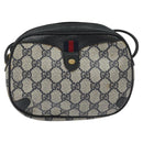 GUCCI GG Supreme Sherry Line Shoulder Bag PVC Navy Red 89 02 066 Auth 114713-13