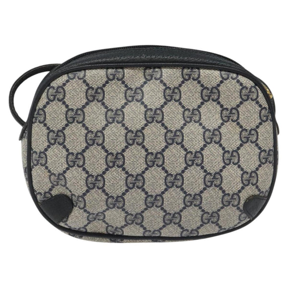 GUCCI GG Supreme Sherry Line Shoulder Bag PVC Navy Red 89 02 066 Auth 114713