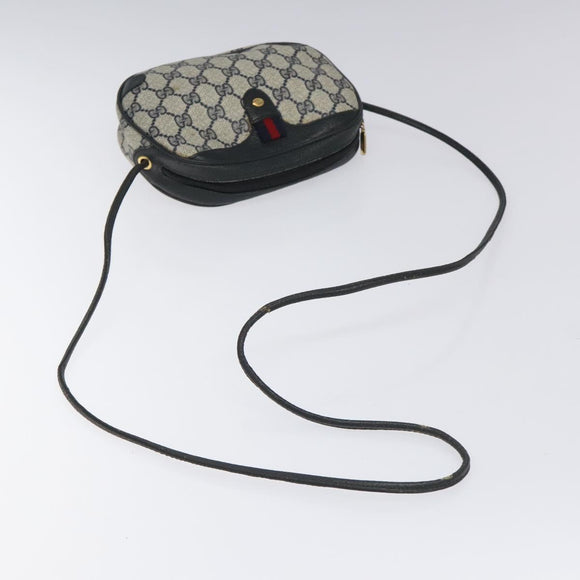 GUCCI GG Supreme Sherry Line Shoulder Bag PVC Navy Red 89 02 066 Auth 114713