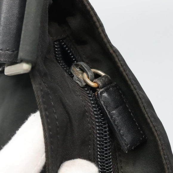 PRADA Shoulder Bag Nylon Black Silver Auth 114724