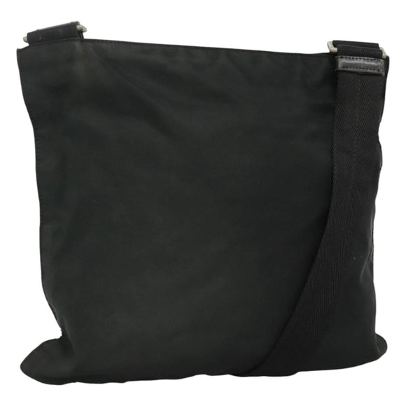 PRADA Shoulder Bag Nylon Black Silver Auth 114724