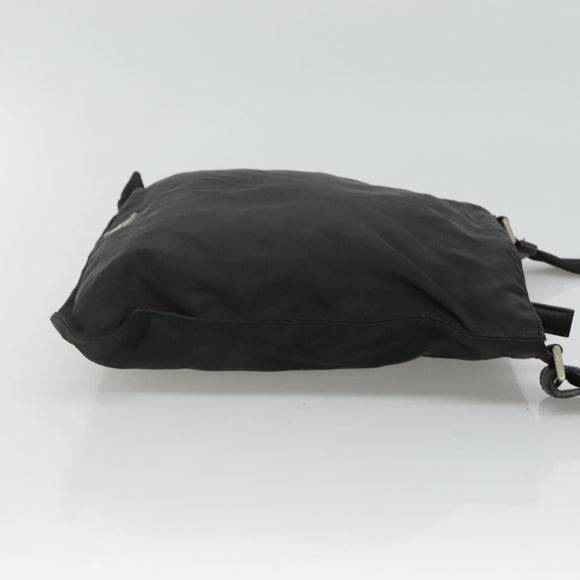PRADA Shoulder Bag Nylon Black Silver Auth 114724