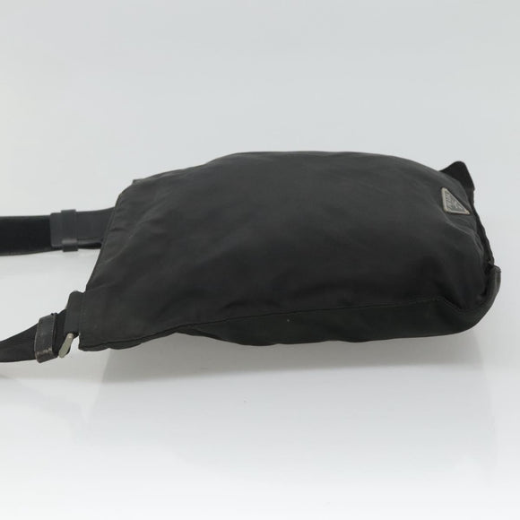 PRADA Shoulder Bag Nylon Black Silver Auth 114724