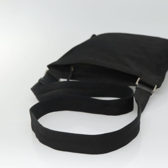 PRADA Shoulder Bag Nylon Black Silver Auth 114724